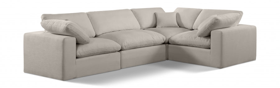 Comfy Linen Textured Fabric Sectional Beige from Meridian - Luna Furniture