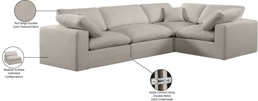 Comfy Linen Textured Fabric Sectional Beige from Meridian - Luna Furniture