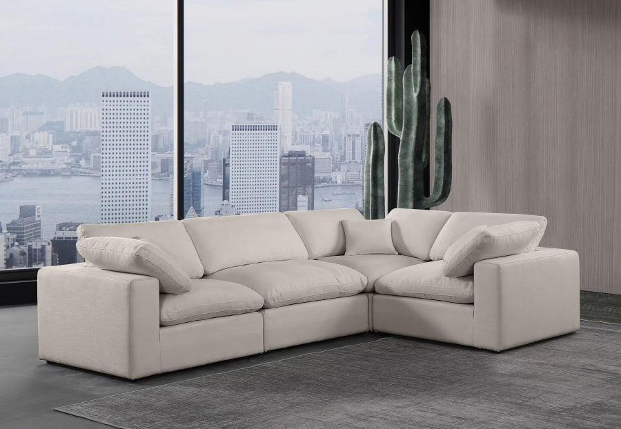 Comfy Linen Textured Fabric Sectional Beige from Meridian - Luna Furniture