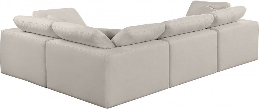 Comfy Linen Textured Fabric Sectional Beige from Meridian - Luna Furniture