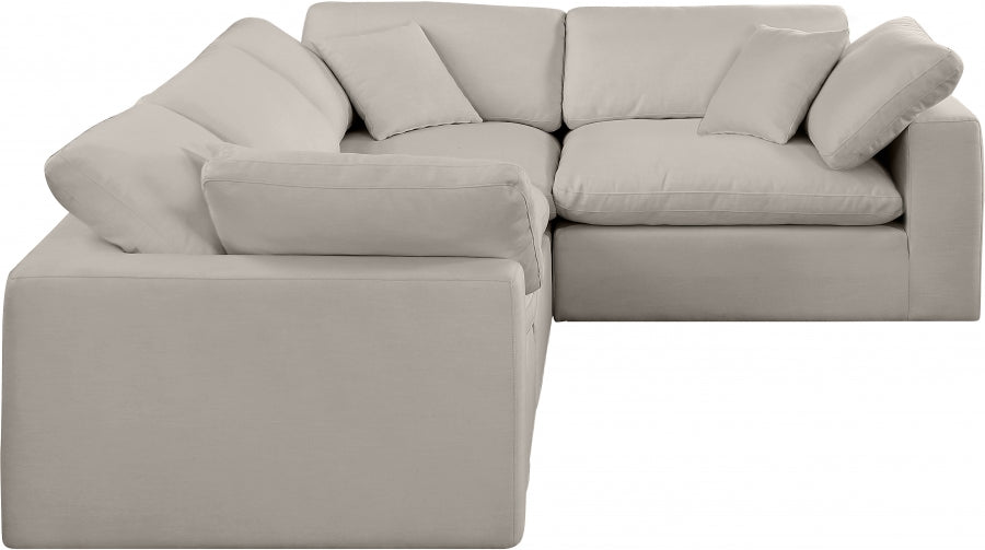 Comfy Linen Textured Fabric Sectional Beige from Meridian - Luna Furniture