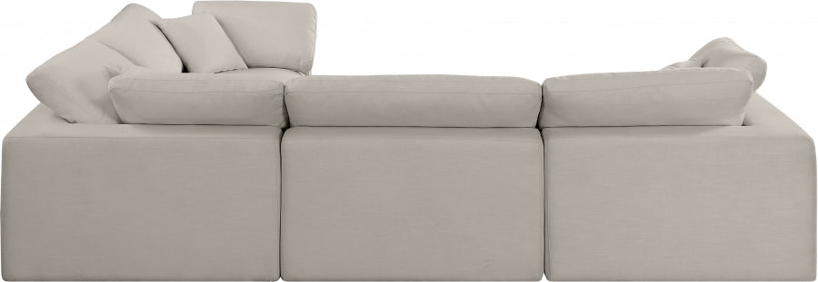 Comfy Linen Textured Fabric Sectional Beige from Meridian - Luna Furniture