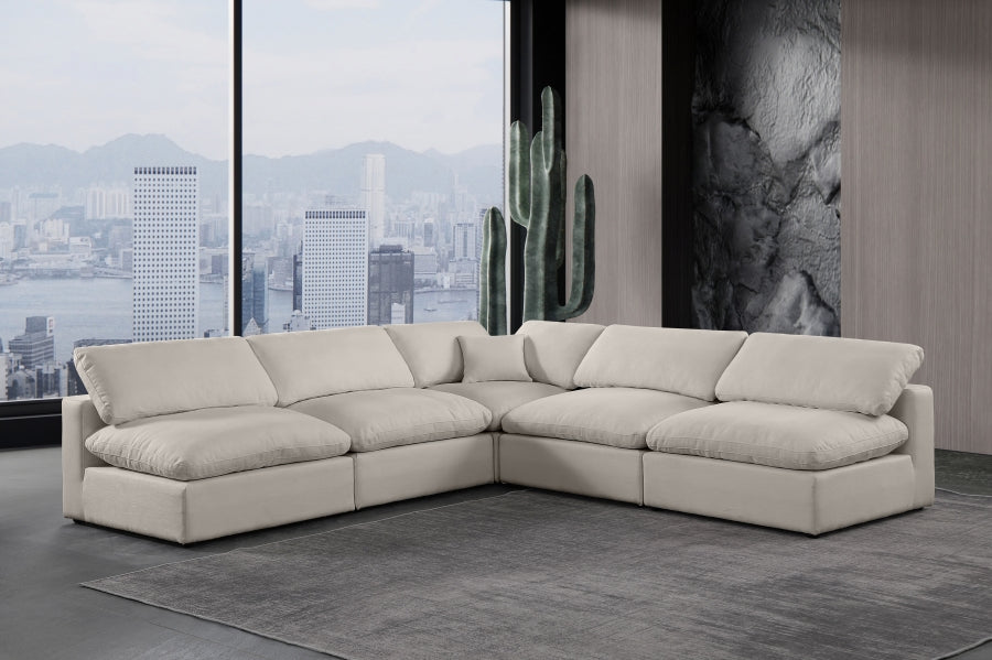 Comfy Linen Textured Fabric Sectional Beige from Meridian - Luna Furniture