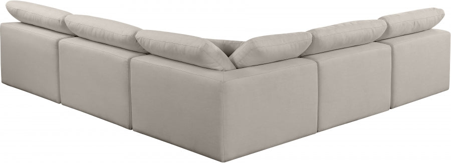 Comfy Linen Textured Fabric Sectional Beige from Meridian - Luna Furniture