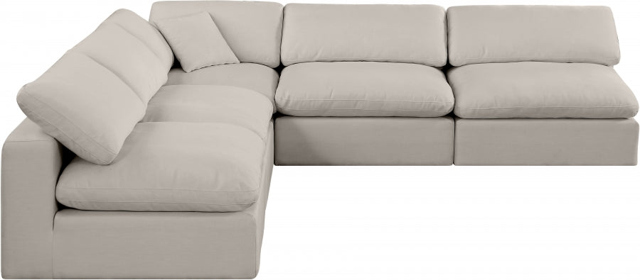 Comfy Linen Textured Fabric Sectional Beige from Meridian - Luna Furniture