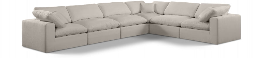 Comfy Linen Textured Fabric Sectional Beige from Meridian - Luna Furniture