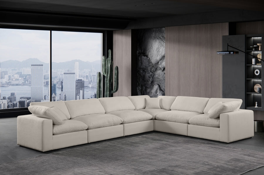 Comfy Linen Textured Fabric Sectional Beige from Meridian - Luna Furniture