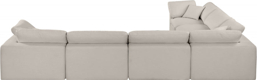 Comfy Linen Textured Fabric Sectional Beige from Meridian - Luna Furniture