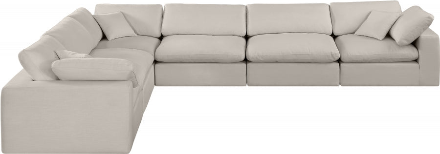 Comfy Linen Textured Fabric Sectional Beige from Meridian - Luna Furniture