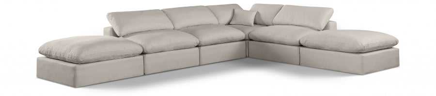 Comfy Linen Textured Fabric Sectional Beige from Meridian - Luna Furniture