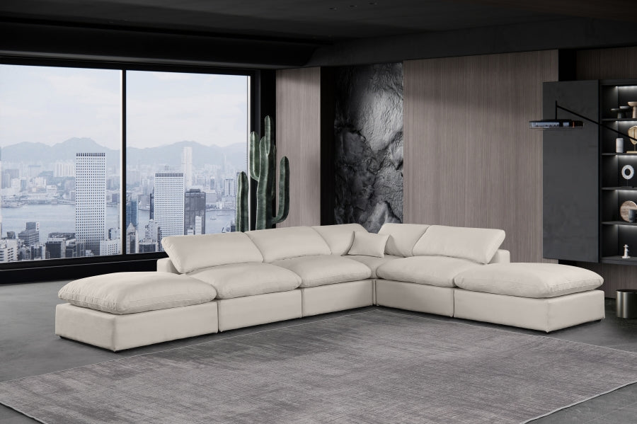 Comfy Linen Textured Fabric Sectional Beige from Meridian - Luna Furniture