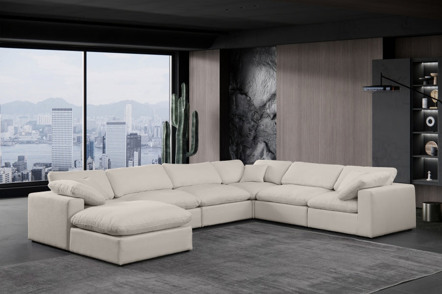 Comfy Linen Textured Fabric Sectional Beige from Meridian - Luna Furniture