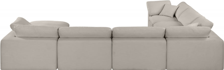 Comfy Linen Textured Fabric Sectional Beige from Meridian - Luna Furniture