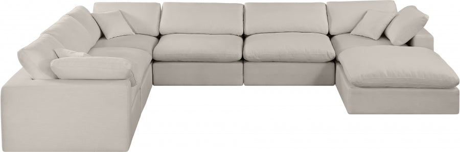 Comfy Linen Textured Fabric Sectional Beige from Meridian - Luna Furniture