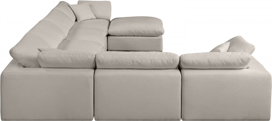 Comfy Linen Textured Fabric Sectional Beige from Meridian - Luna Furniture