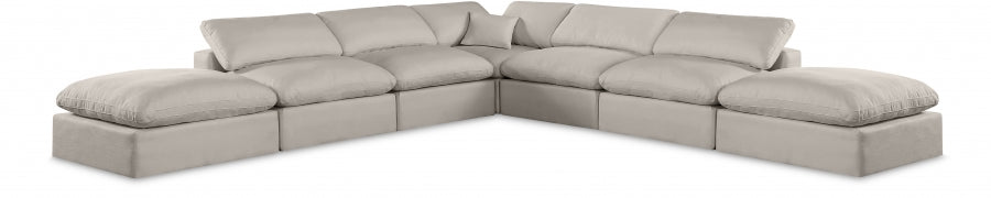 Comfy Linen Textured Fabric Sectional Beige from Meridian - Luna Furniture