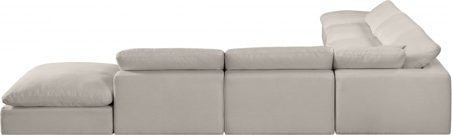 Comfy Linen Textured Fabric Sectional Beige from Meridian - Luna Furniture