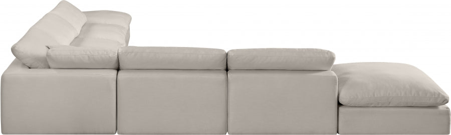 Comfy Linen Textured Fabric Sectional Beige from Meridian - Luna Furniture