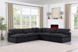 Comfy Linen Textured Fabric Sectional Black from Meridian - Luna Furniture