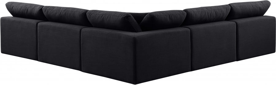 Comfy Linen Textured Fabric Sectional Black from Meridian - Luna Furniture