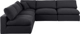 Comfy Linen Textured Fabric Sectional Black from Meridian - Luna Furniture