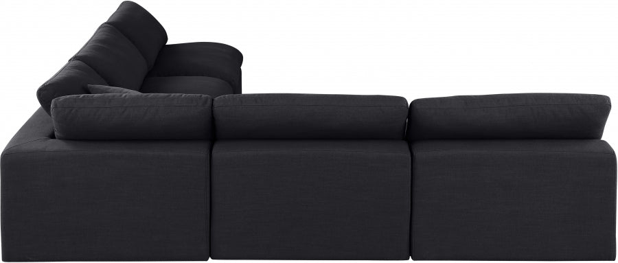 Comfy Linen Textured Fabric Sectional Black from Meridian - Luna Furniture