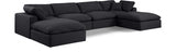 Comfy Linen Textured Fabric Sectional Black from Meridian - Luna Furniture