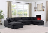 Comfy Linen Textured Fabric Sectional Black from Meridian - Luna Furniture