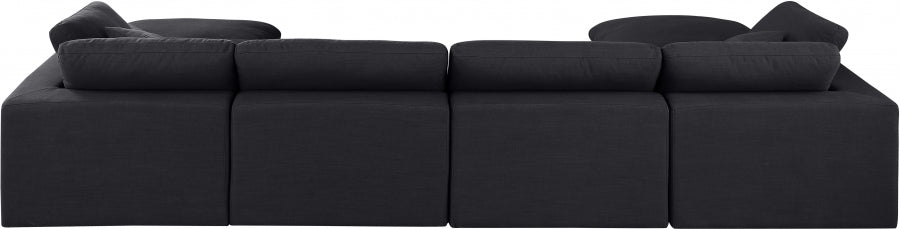 Comfy Linen Textured Fabric Sectional Black from Meridian - Luna Furniture