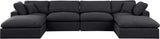 Comfy Linen Textured Fabric Sectional Black from Meridian - Luna Furniture