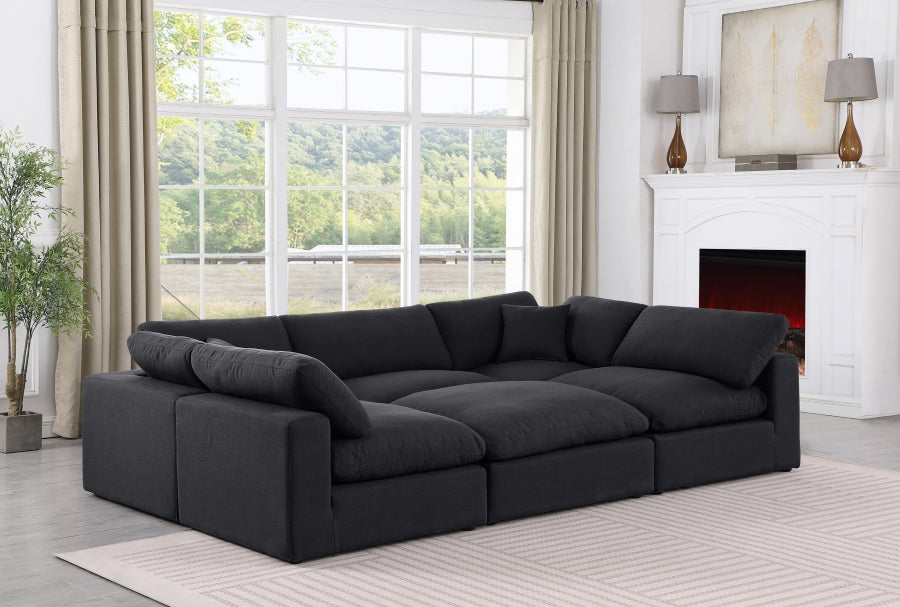 Comfy Linen Textured Fabric Sectional Black from Meridian - Luna Furniture