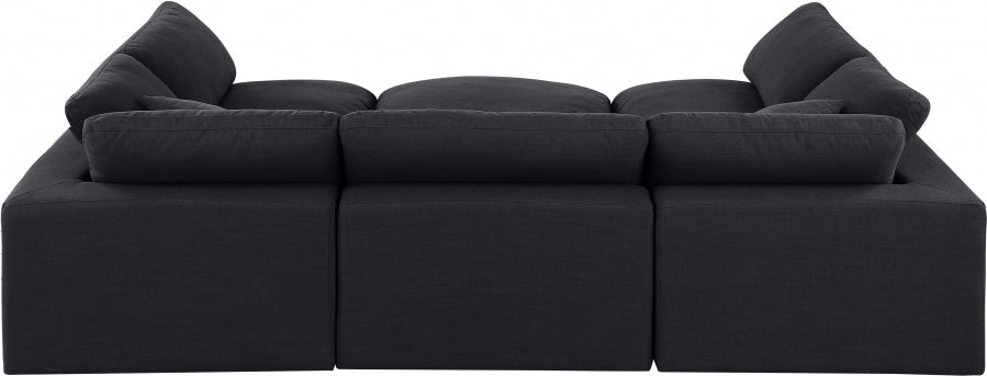 Comfy Linen Textured Fabric Sectional Black from Meridian - Luna Furniture