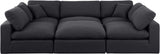 Comfy Linen Textured Fabric Sectional Black from Meridian - Luna Furniture