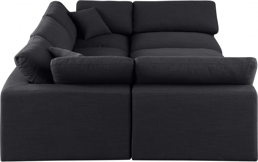 Comfy Linen Textured Fabric Sectional Black from Meridian - Luna Furniture