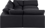 Comfy Linen Textured Fabric Sectional Black from Meridian - Luna Furniture