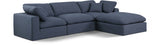 Comfy Linen Textured Fabric Sectional Blue from Meridian - Luna Furniture