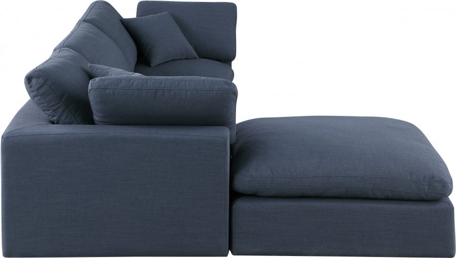 Comfy Linen Textured Fabric Sectional Blue from Meridian - Luna Furniture