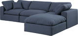 Comfy Linen Textured Fabric Sectional Blue from Meridian - Luna Furniture