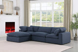 Comfy Linen Textured Fabric Sectional Blue from Meridian - Luna Furniture