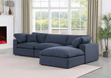 Comfy Linen Textured Fabric Sectional Blue from Meridian - Luna Furniture