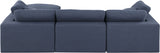 Comfy Linen Textured Fabric Sectional Blue from Meridian - Luna Furniture