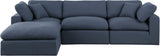 Comfy Linen Textured Fabric Sectional Blue from Meridian - Luna Furniture