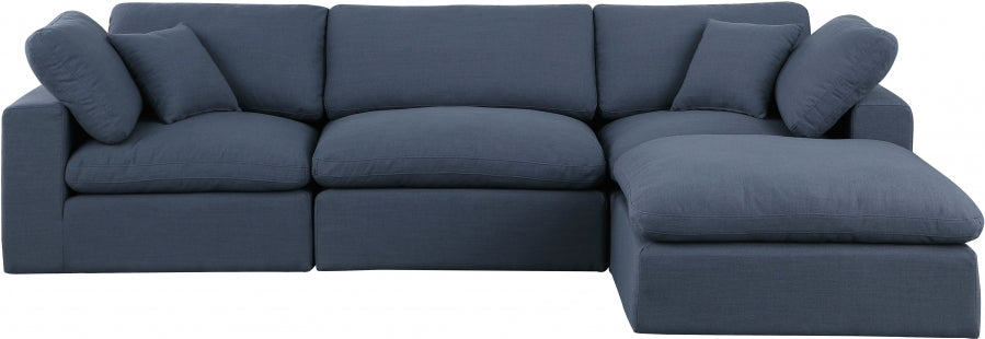 Comfy Linen Textured Fabric Sectional Blue from Meridian - Luna Furniture