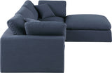 Comfy Linen Textured Fabric Sectional Blue from Meridian - Luna Furniture