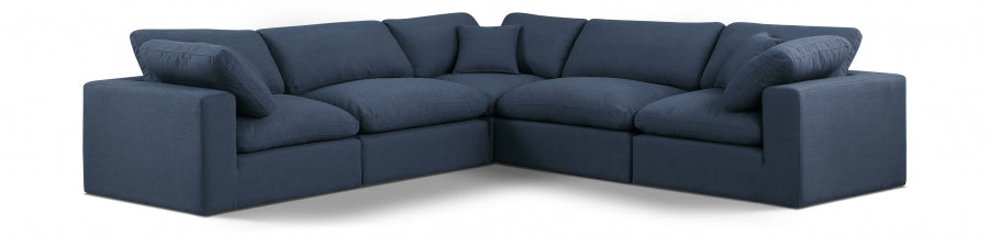 Comfy Linen Textured Fabric Sectional Blue from Meridian - Luna Furniture