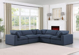 Comfy Linen Textured Fabric Sectional Blue from Meridian - Luna Furniture