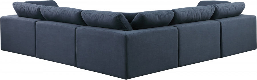 Comfy Linen Textured Fabric Sectional Blue from Meridian - Luna Furniture