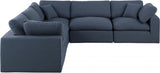 Comfy Linen Textured Fabric Sectional Blue from Meridian - Luna Furniture