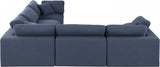 Comfy Linen Textured Fabric Sectional Blue from Meridian - Luna Furniture