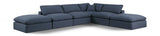 Comfy Linen Textured Fabric Sectional Blue from Meridian - Luna Furniture